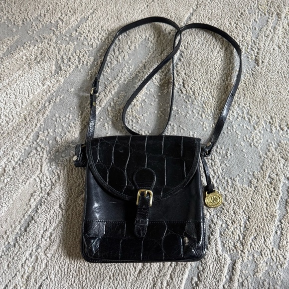 Vintage Brahmin Crocodile croc Embossed Leather Crossbody rectangle Bag small - Picture 1 of 10